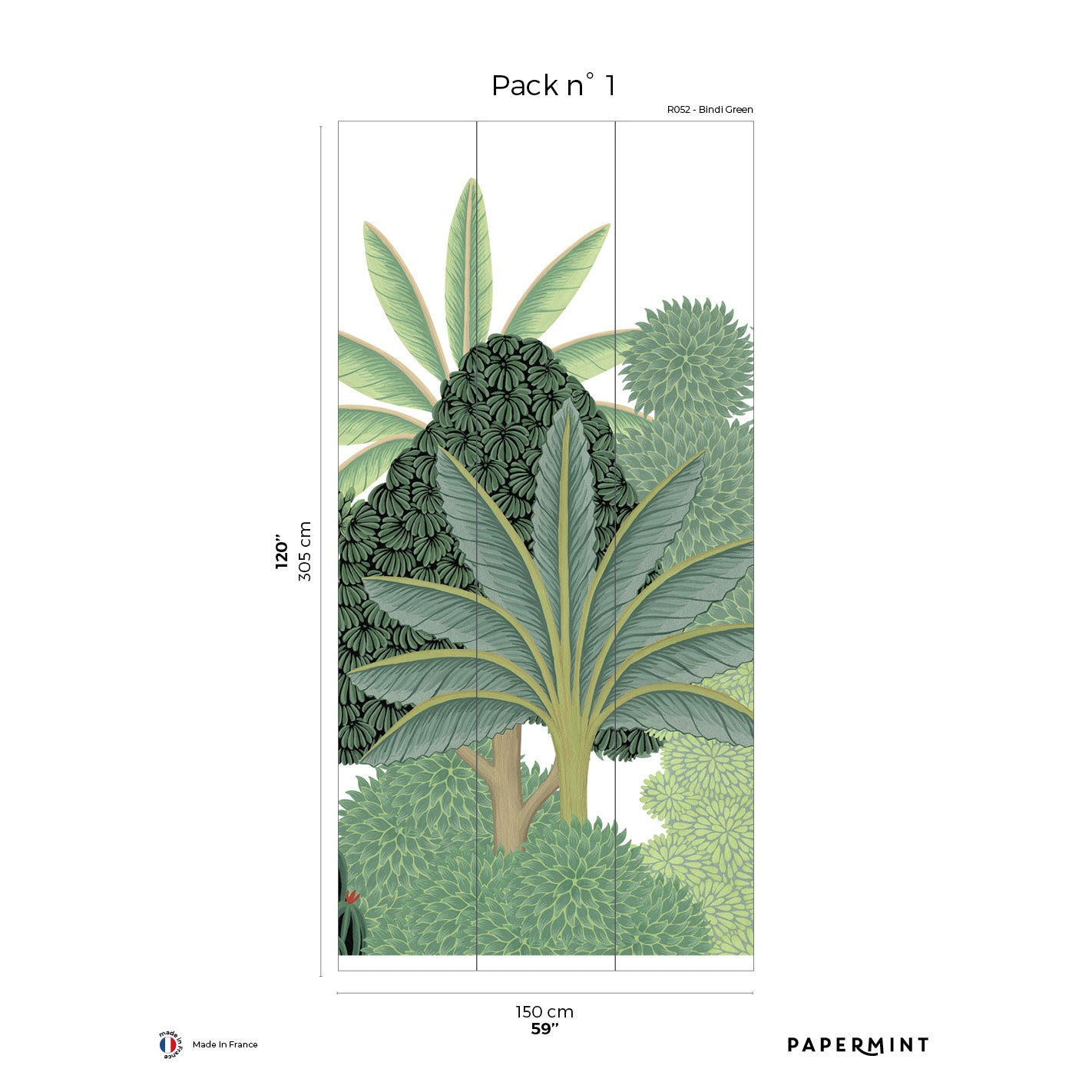 Veer Decor Bengal Pack 1 in Green Wall Mural Tropical Mural Green  Mural - 8184-AD1-A