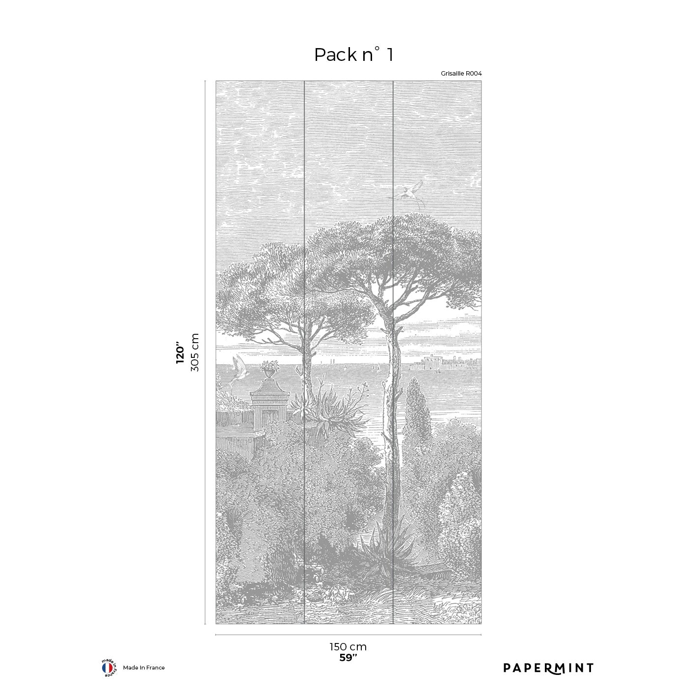 Triptych grayscale wall mural of a coastal seascape; vintage etching style, ideal for living room.