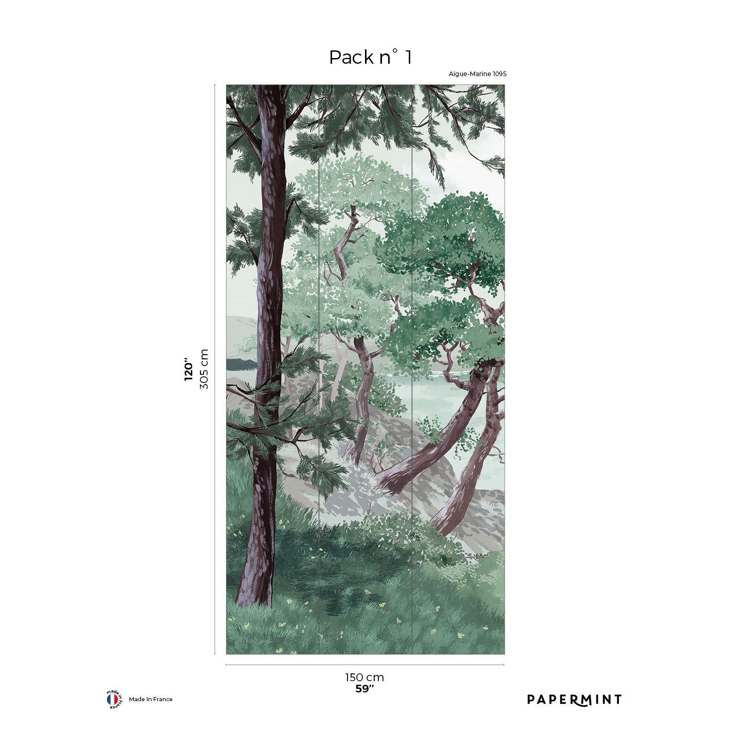 Veer Decor Bretagne Pack 1 in Green Wall Mural Landscape Mural Green  Mural - 8184-AI1-A