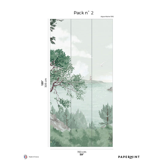 Veer Decor Bretagne Pack 2 in Green Wall Mural Landscape Mural Green  Mural - 8184-AI1-B