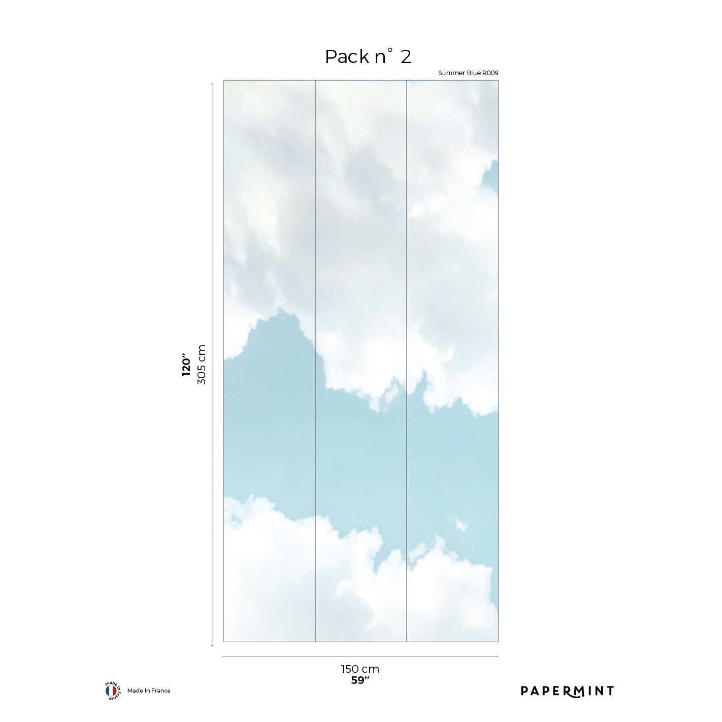 Veer Decor Summer Sky Pack 2 in Blue Wall Mural Nature Mural Blue  Mural - 8184-AO1-B