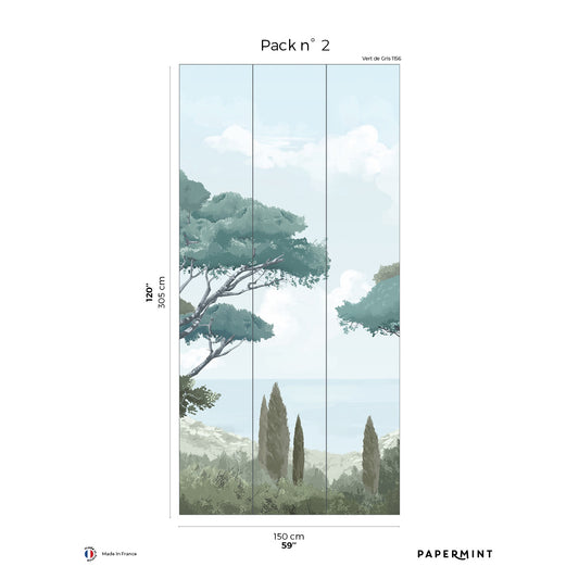 Veer Decor French Riviera Pack 2 in Gray Wall Mural Landscape Mural Gray  Mural - 8184-AQ1-B