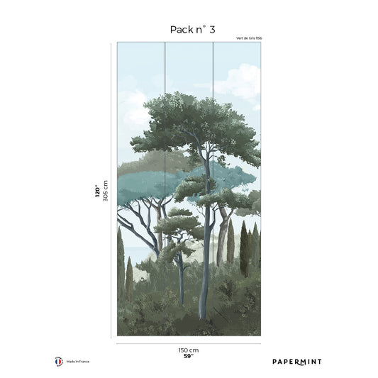 Veer Decor French Riviera Pack 3 in Gray Wall Mural Landscape Mural Gray  Mural - 8184-AQ1-C