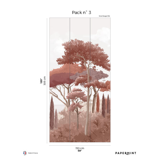 Veer Decor French Riviera Pack 3 in Red Wall Mural Landscape Mural Red  Mural - 8184-AQ2-C