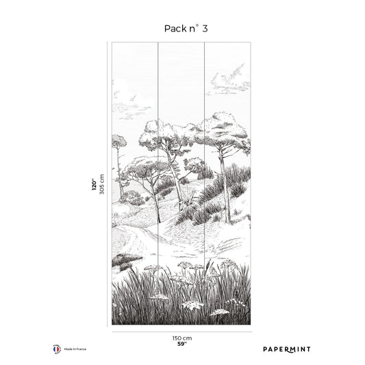 Veer Decor Wild Coast Pack 3 in Gray Wall Mural Landscape Mural Gray  Mural - 8184-AR1-C