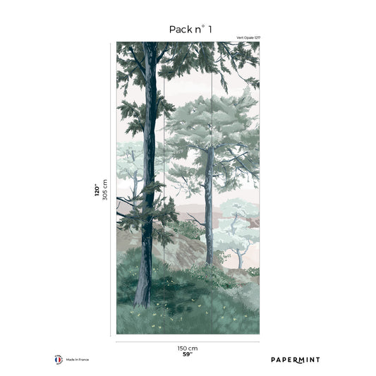 Veer Decor Crozon Pack 1 in Green Wall Mural Landscape Mural Green  Mural - 8184-AS1-A