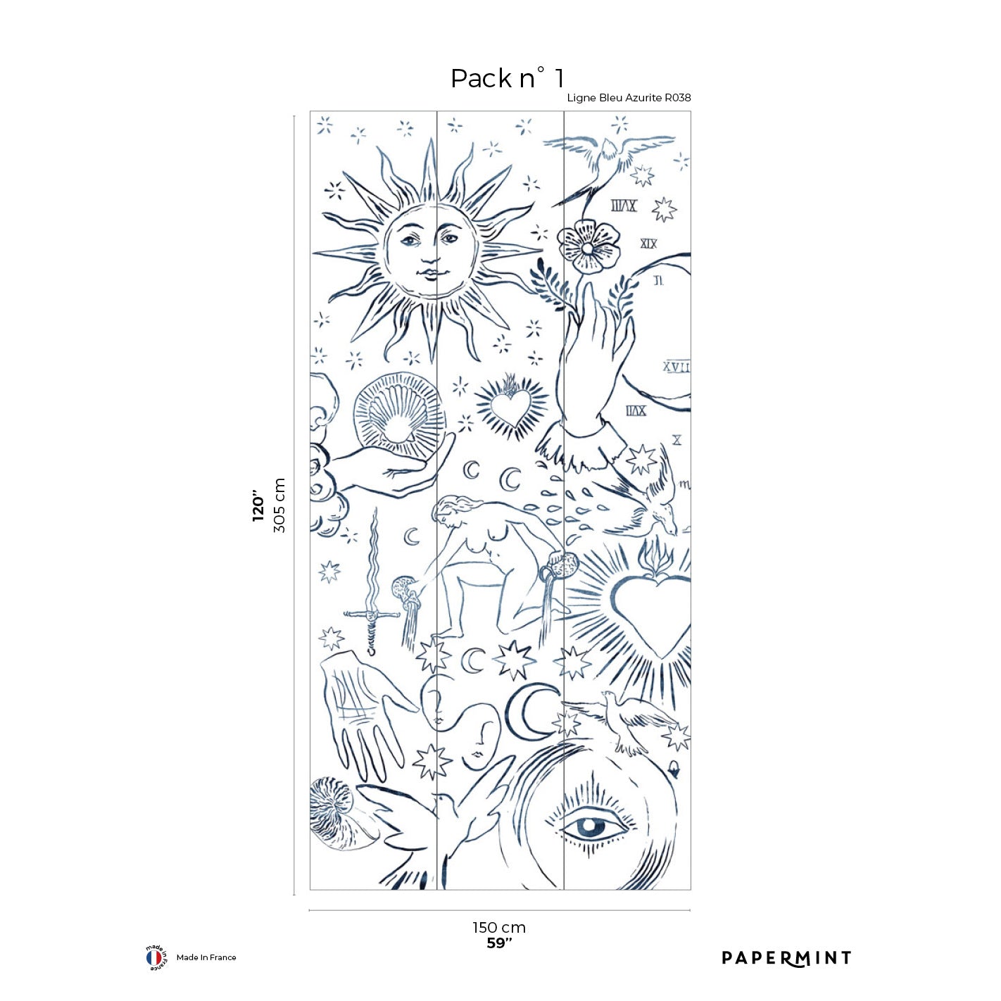 Veer Decor Divine Pack 1 in Navy Wall Mural Words & Symbols Mural Navy  Mural - 8184-AU1-A