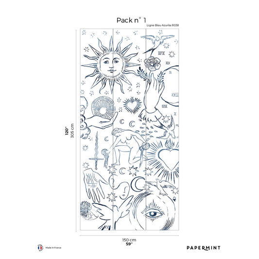 Veer Decor Divine Pack 1 in Navy Wall Mural Words & Symbols Mural Navy  Mural - 8184-AU1-A