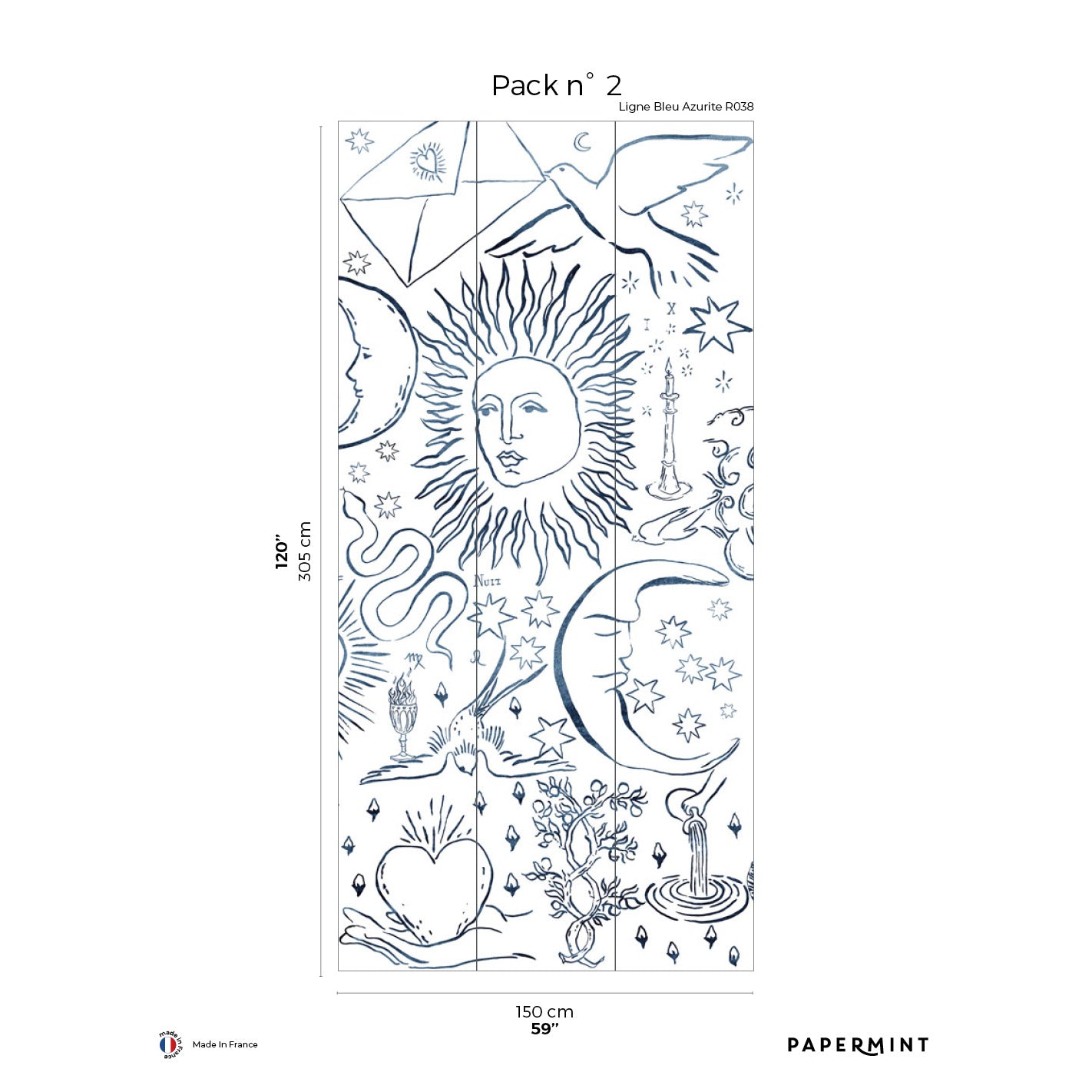 Veer Decor Divine Pack 2 in Navy Wall Mural Words & Symbols Mural Navy  Mural - 8184-AU1-B