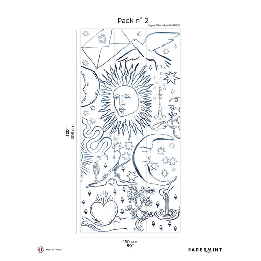 Veer Decor Divine Pack 2 in Navy Wall Mural Words & Symbols Mural Navy  Mural - 8184-AU1-B