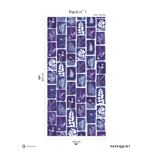 Veer Decor Botanical Imprint Pack 1 in Navy Wall Mural Nature Mural Navy  Mural - 8184-AX1-A