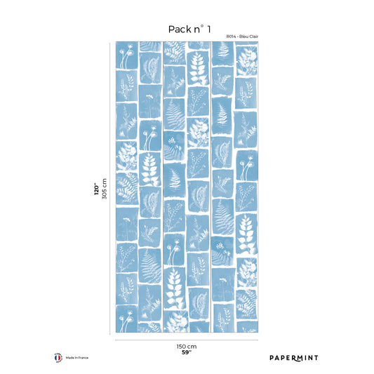 Veer Decor Botanical Imprint Pack 1 in Blue Wall Mural Nature Mural Blue  Mural - 8184-AX1-B