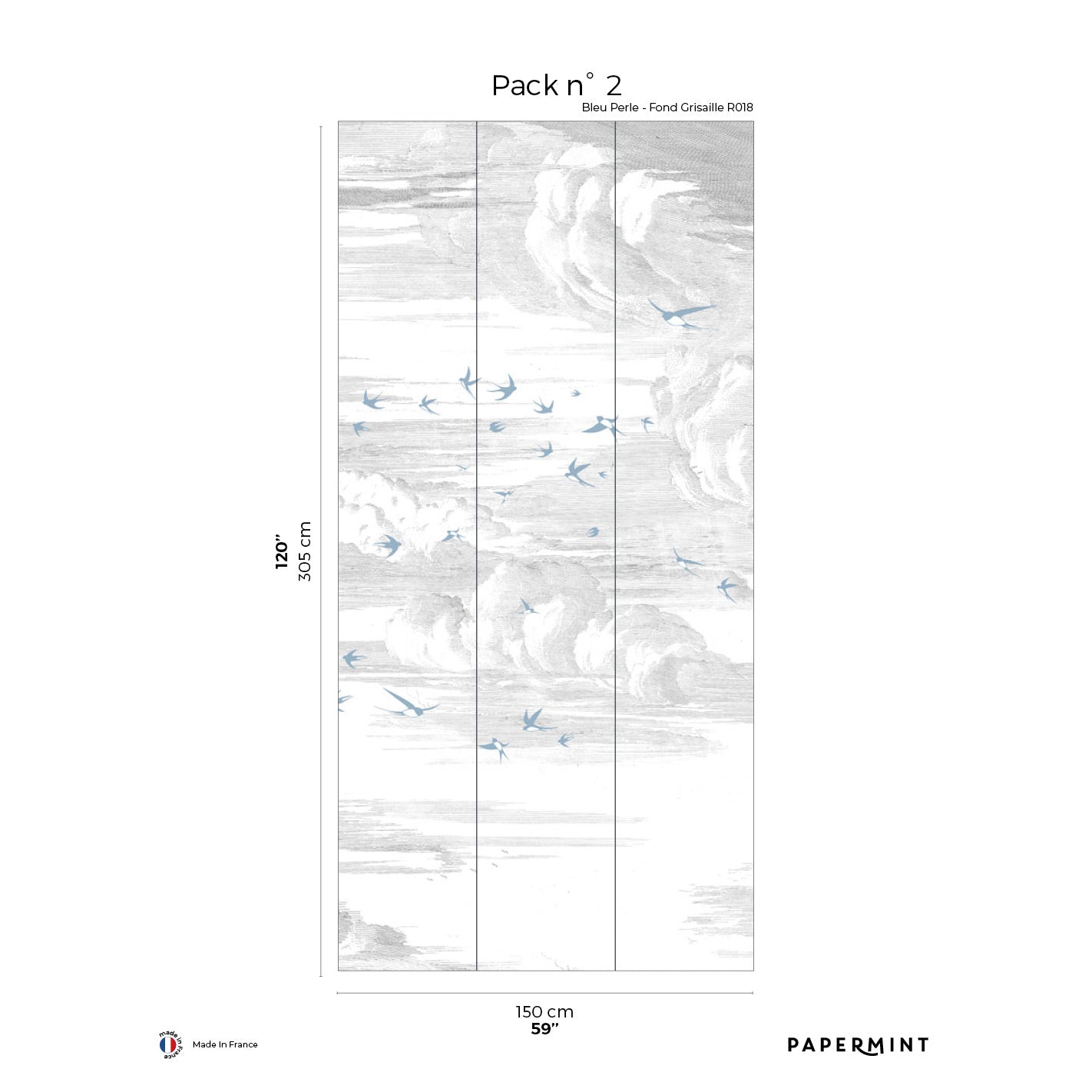 Veer Decor Soaring Pack 2 in White Wall Mural Animals Mural White  Mural - 8184-AY2-B