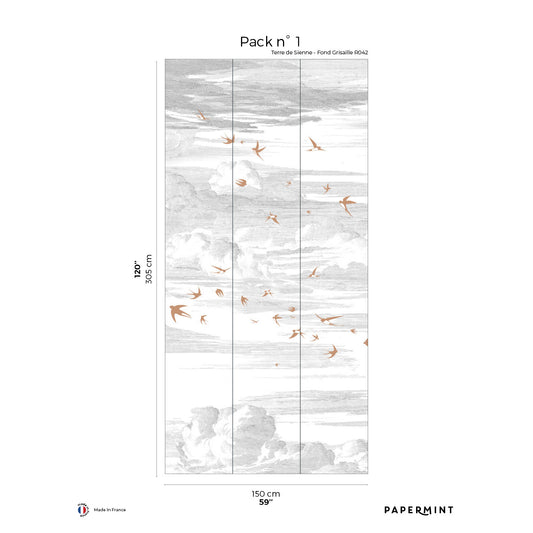 Veer Decor Soaring Pack 1 in Red Wall Mural Animals Mural Red  Mural - 8184-AY3-A