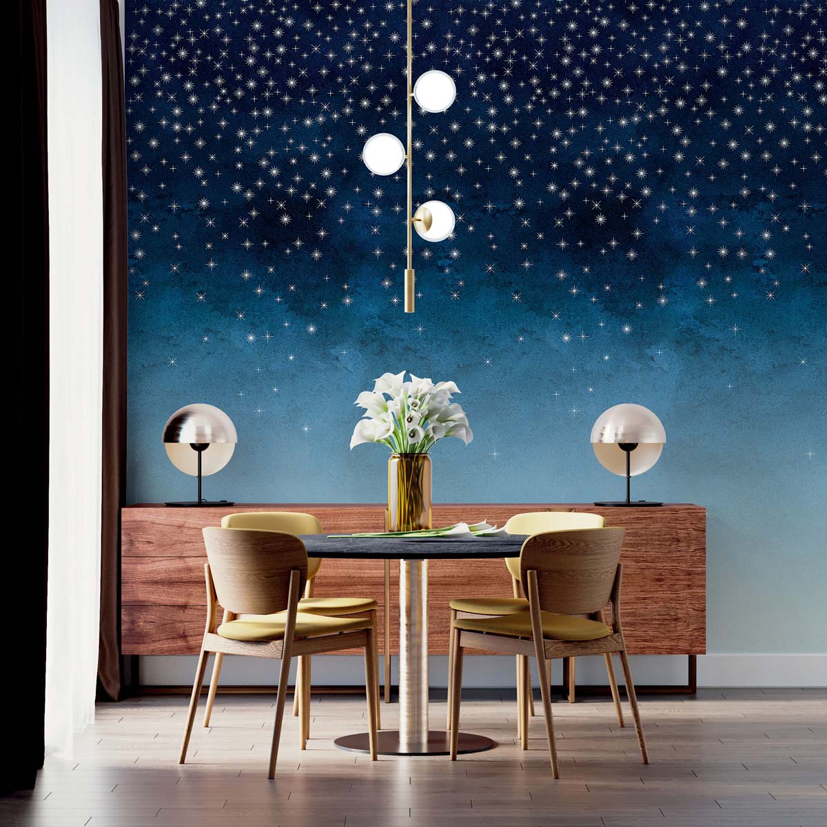 Veer Decor Starlights Pack 1 in Navy Wall Mural Nature Mural Navy  Mural - 8184-AZ1-B