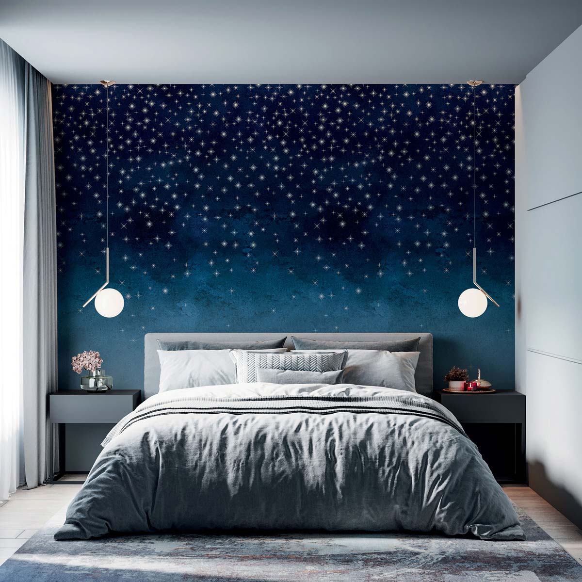 Veer Decor Starlights Pack 1 in Navy Wall Mural Nature Mural Navy  Mural - 8184-AZ1-B