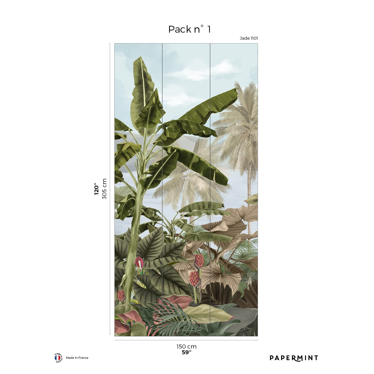 Veer Decor Exotic Pack 1 in Blue Wall Mural Tropical Mural Blue  Mural - 8184-BA2-A