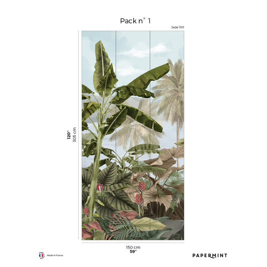 Veer Decor Exotic Pack 1 in Blue Wall Mural Tropical Mural Blue  Mural - 8184-BA2-A