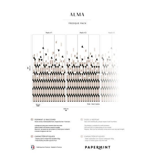 Veer Decor Alma Pack 1 & 2 in Black Wall Mural Patterns Mural Black  Mural - 8184-BDL-AB1