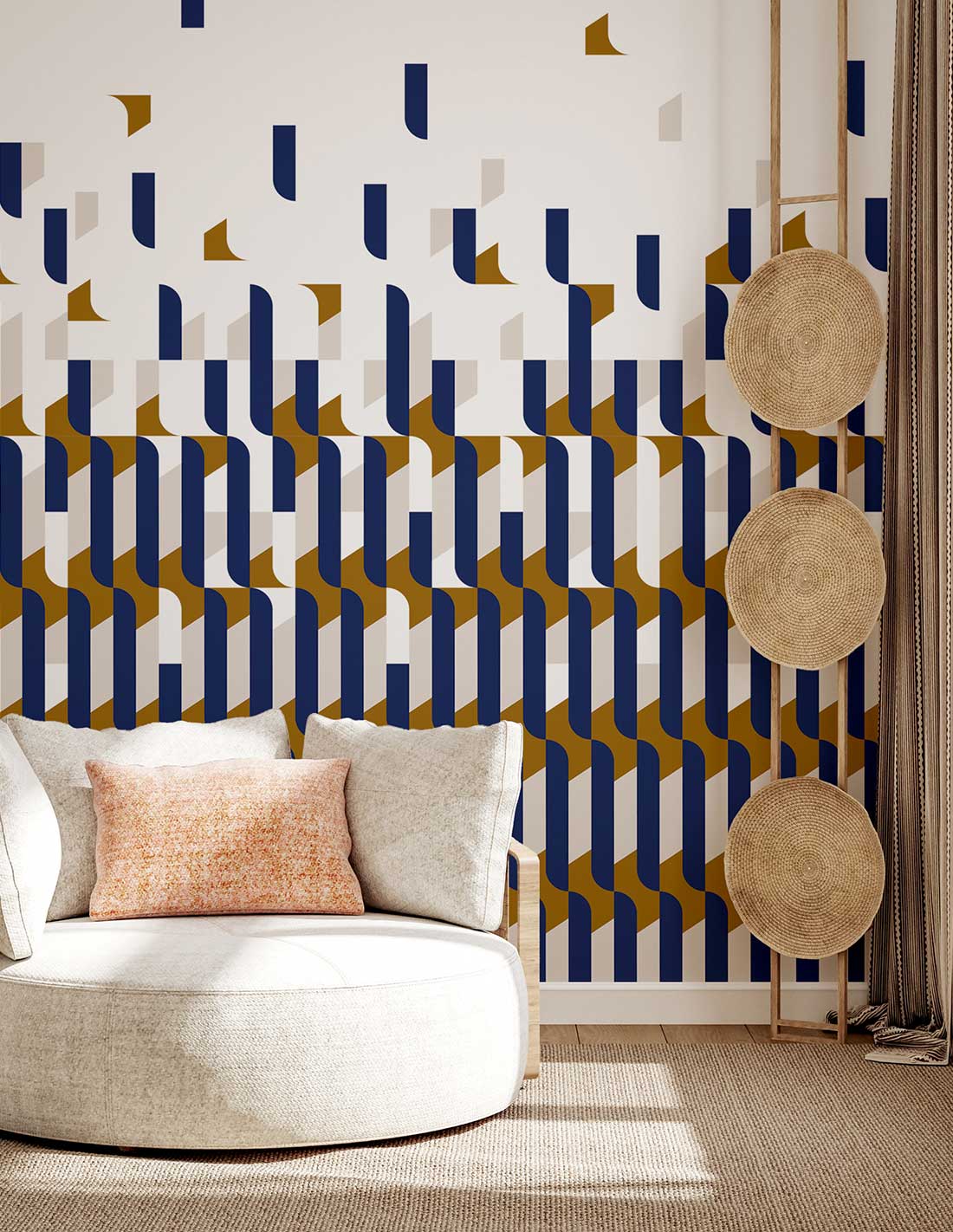 Veer Decor Alma Pack 1 & 2 in Blue Wall Mural Patterns Mural Blue  Mural - 8184-BDL-AB2