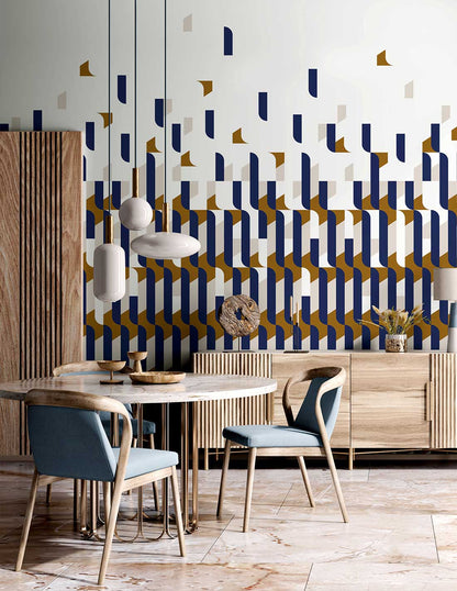 Veer Decor Alma Pack 1 & 2 in Blue Wall Mural Patterns Mural Blue  Mural - 8184-BDL-AB2