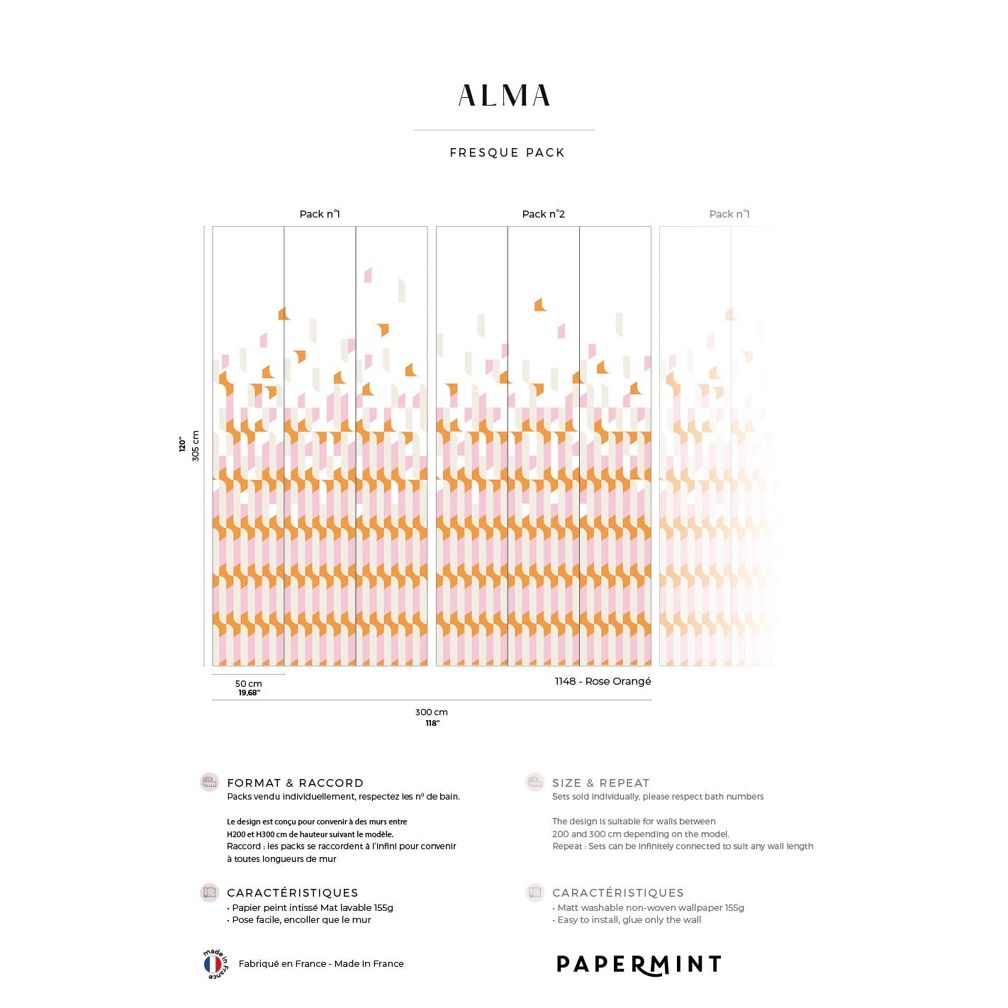 Veer Decor Alma Pack 1 & 2 in Pink Wall Mural Patterns Mural Pink  Mural - 8184-BDL-AB3