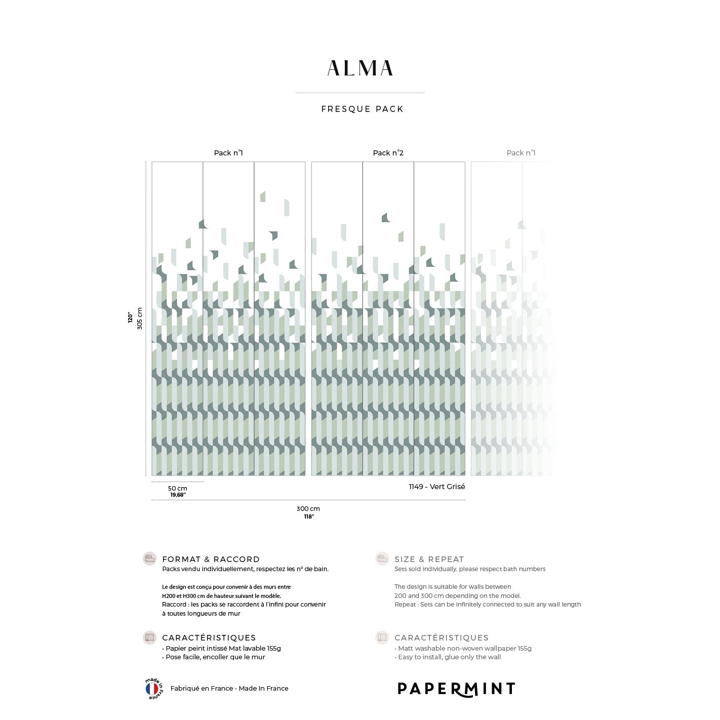 Veer Decor Alma Pack 1 & 2 in Gray Wall Mural Patterns Mural Gray  Mural - 8184-BDL-AB4