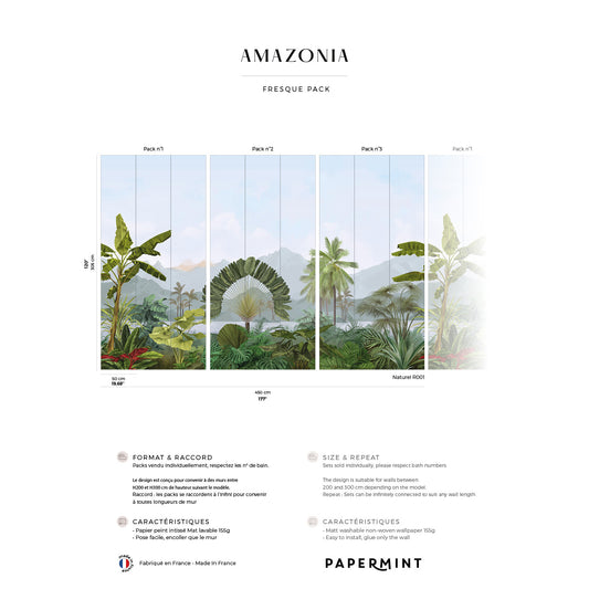 Veer Decor Amazonia Pack 1, 2 & 3 in Blue Wall Mural Tropical Mural Blue  Mural - 8184-BDL-AC1