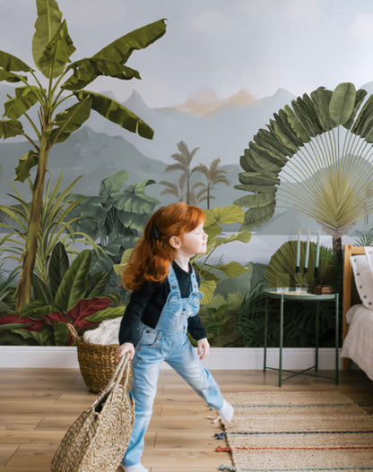 Veer Decor Amazonia Pack 1, 2 & 3 in Blue Wall Mural Tropical Mural Blue  Mural - 8184-BDL-AC1