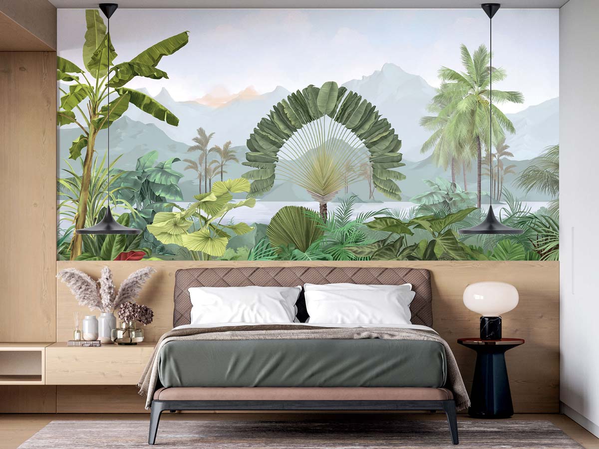 Veer Decor Amazonia Pack 1, 2 & 3 in Blue Wall Mural Tropical Mural Blue  Mural - 8184-BDL-AC1