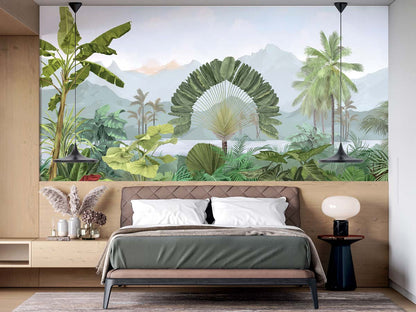Veer Decor Amazonia Pack 1, 2 & 3 in Blue Wall Mural Tropical Mural Blue  Mural - 8184-BDL-AC1
