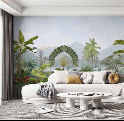 Veer Decor Amazonia Pack 1, 2 & 3 in Blue Wall Mural Tropical Mural Blue  Mural - 8184-BDL-AC1