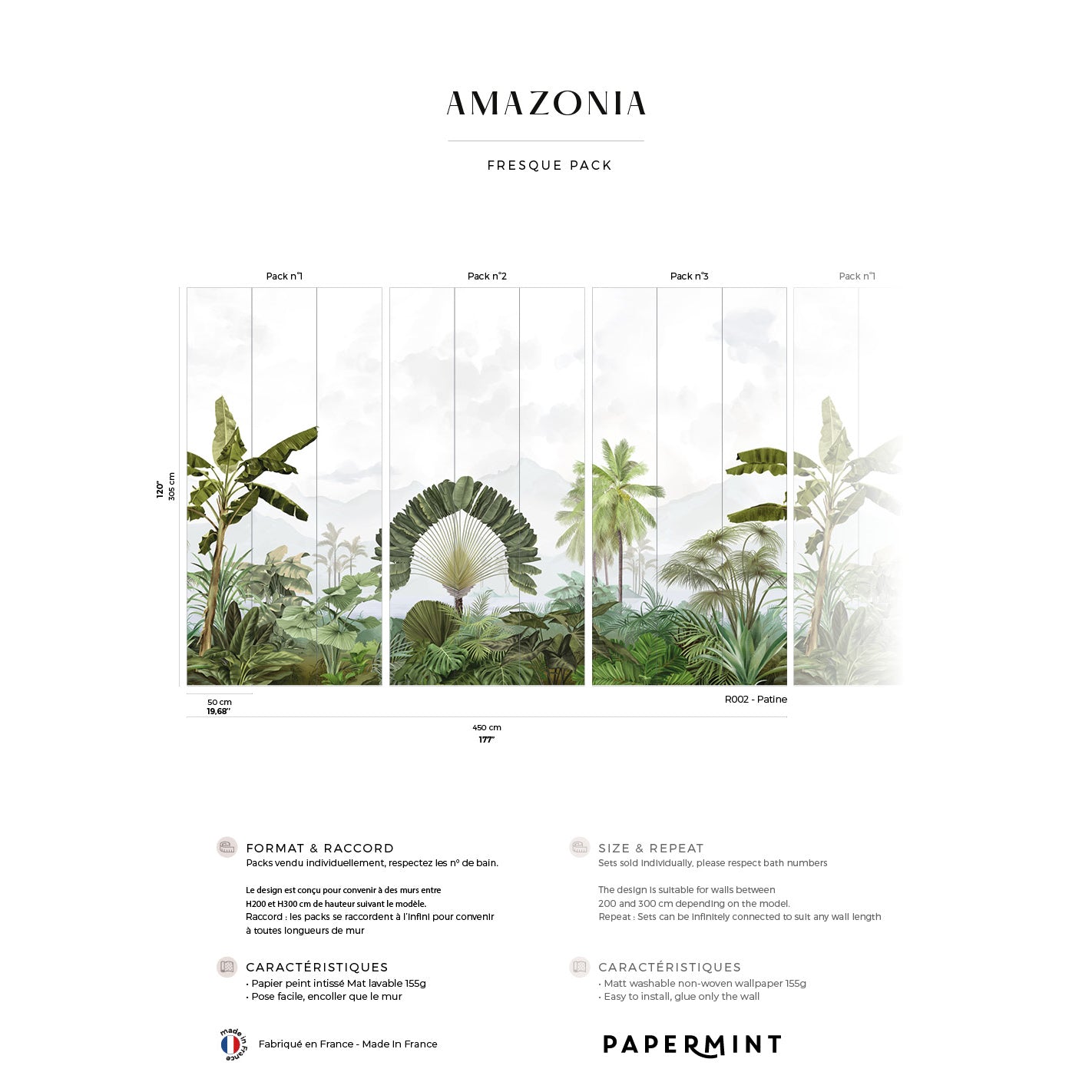 Veer Decor Amazonia Pack 1, 2 & 3 in Green Wall Mural Tropical Mural Green  Mural - 8184-BDL-AC2