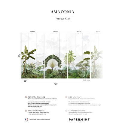 Veer Decor Amazonia Pack 1, 2 & 3 in Green Wall Mural Tropical Mural Green  Mural - 8184-BDL-AC2