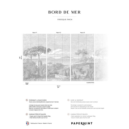 Veer Decor By the Sea Pack 1, 2 & 3 in Gray Wall Mural Coastal Mural Gray  Mural - 8184-BDL-AE1