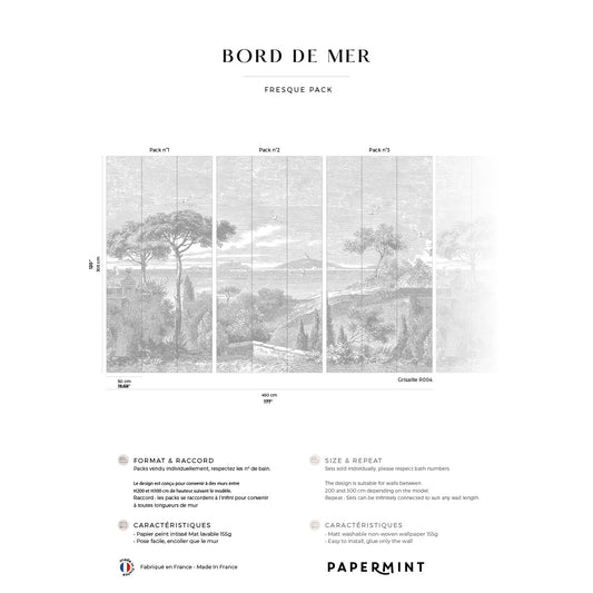 Veer Decor By the Sea Pack 1, 2 & 3 in Gray Wall Mural Coastal Mural Gray  Mural - 8184-BDL-AE1