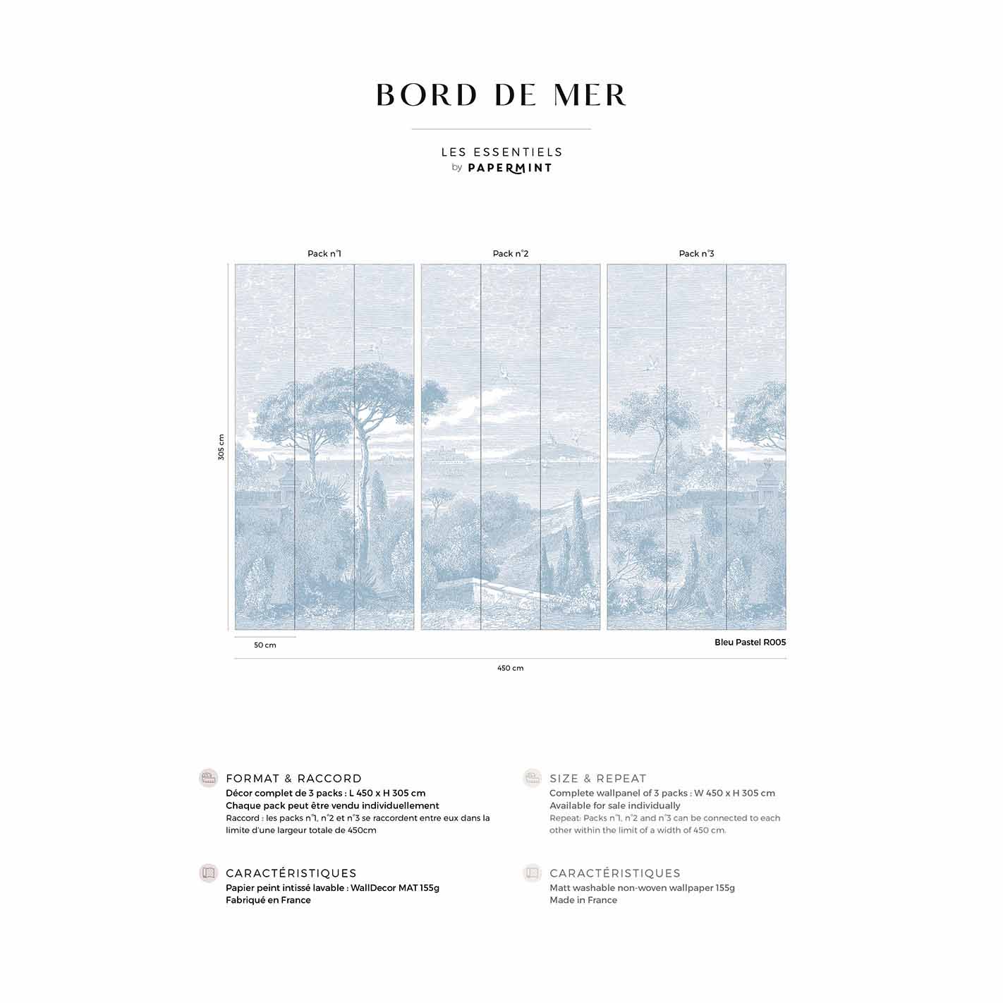 Veer Decor By the Sea Pack 1, 2 & 3 in Blue Wall Mural Coastal Mural Blue  Mural - 8184-BDL-AE2