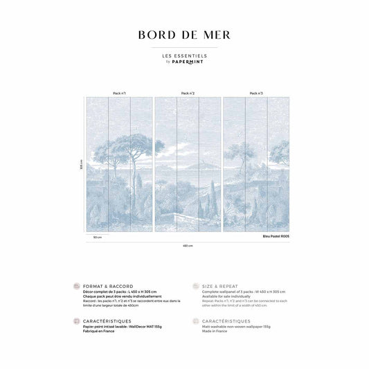 Veer Decor By the Sea Pack 1, 2 & 3 in Blue Wall Mural Coastal Mural Blue  Mural - 8184-BDL-AE2