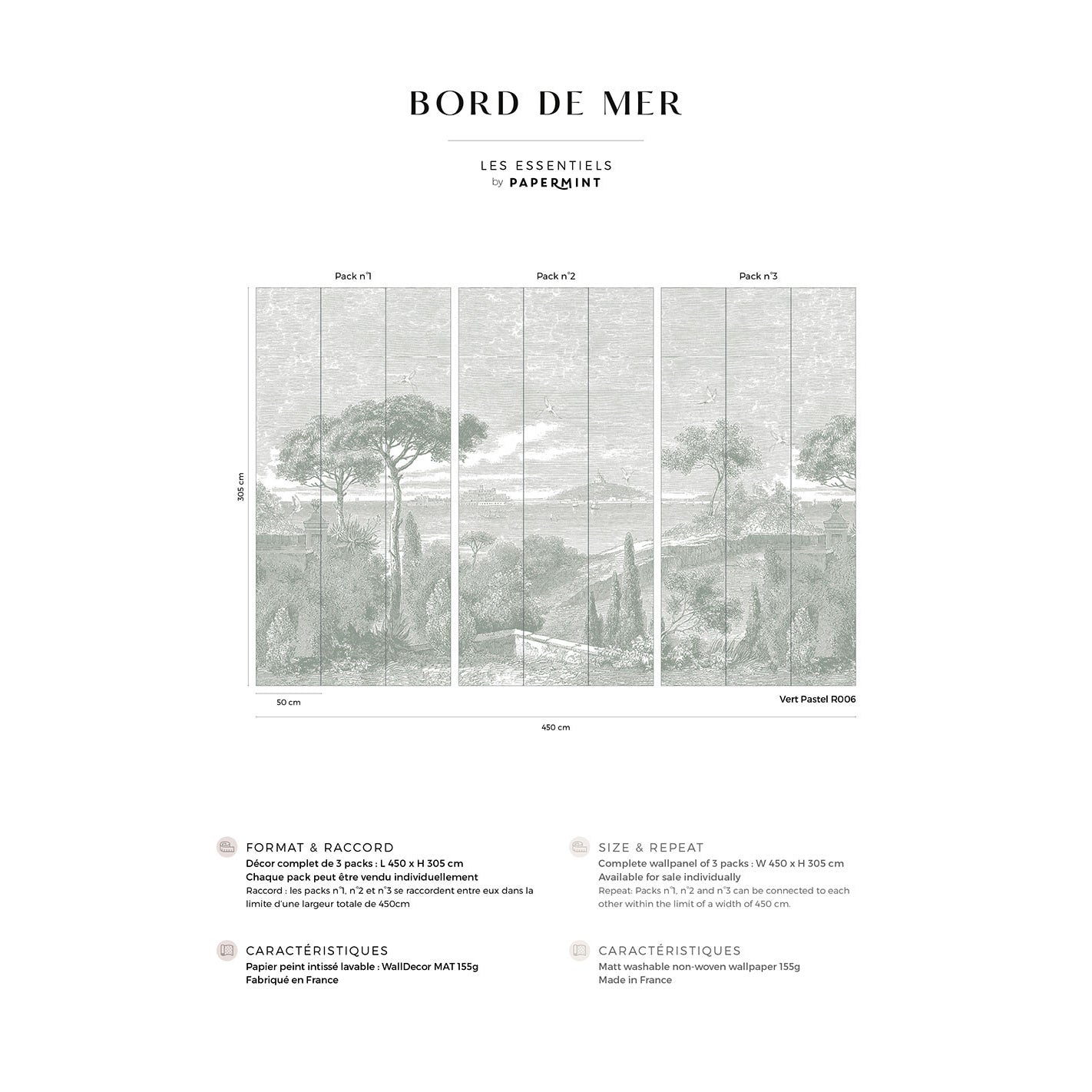 Veer Decor By the Sea Pack 1, 2 & 3 in Green Wall Mural Coastal Mural Green  Mural - 8184-BDL-AE3