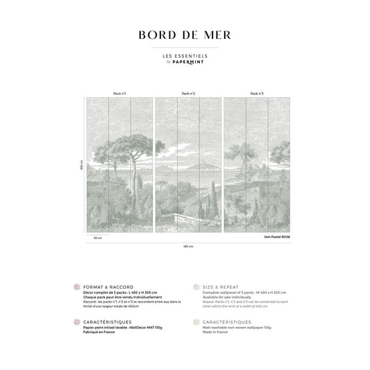 Veer Decor By the Sea Pack 1, 2 & 3 in Green Wall Mural Coastal Mural Green  Mural - 8184-BDL-AE3