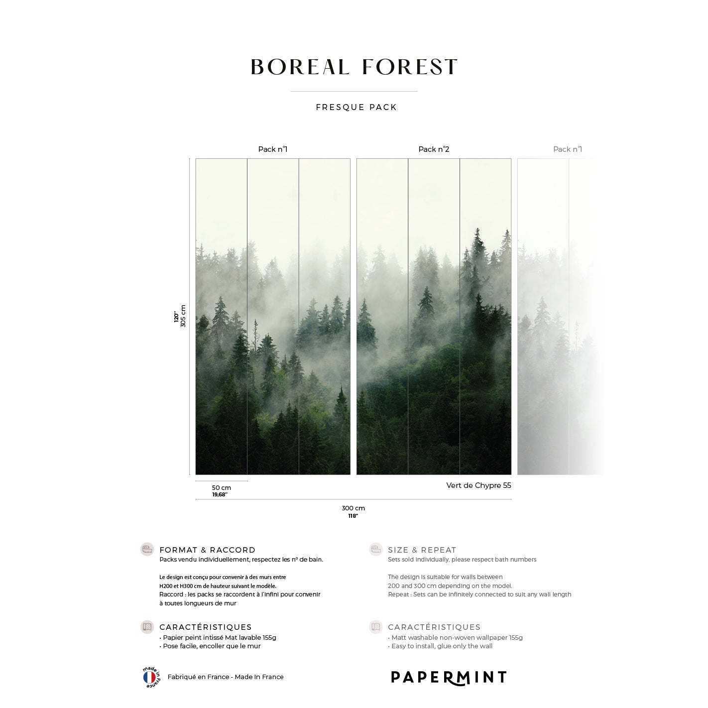 Veer Decor Boreal Pack 1 & 2 in Green Wall Mural Nature Mural Green  Mural - 8184-BDL-AF