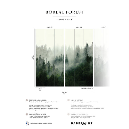 Veer Decor Boreal Pack 1 & 2 in Green Wall Mural Nature Mural Green  Mural - 8184-BDL-AF