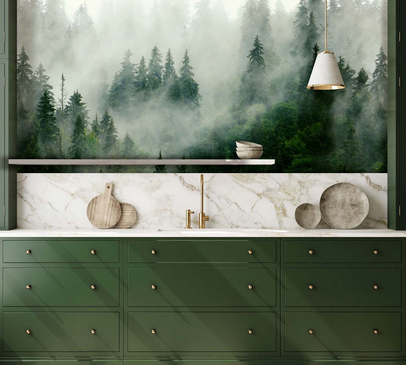 Veer Decor Boreal Pack 1 & 2 in Green Wall Mural Nature Mural Green  Mural - 8184-BDL-AF