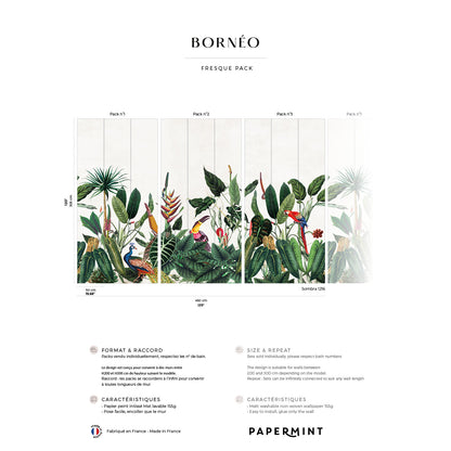 Veer Decor Born?????o Pack 1, 2 & 3 in Green Wall Mural Tropical Mural Green  Mural - 8184-BDL-AG