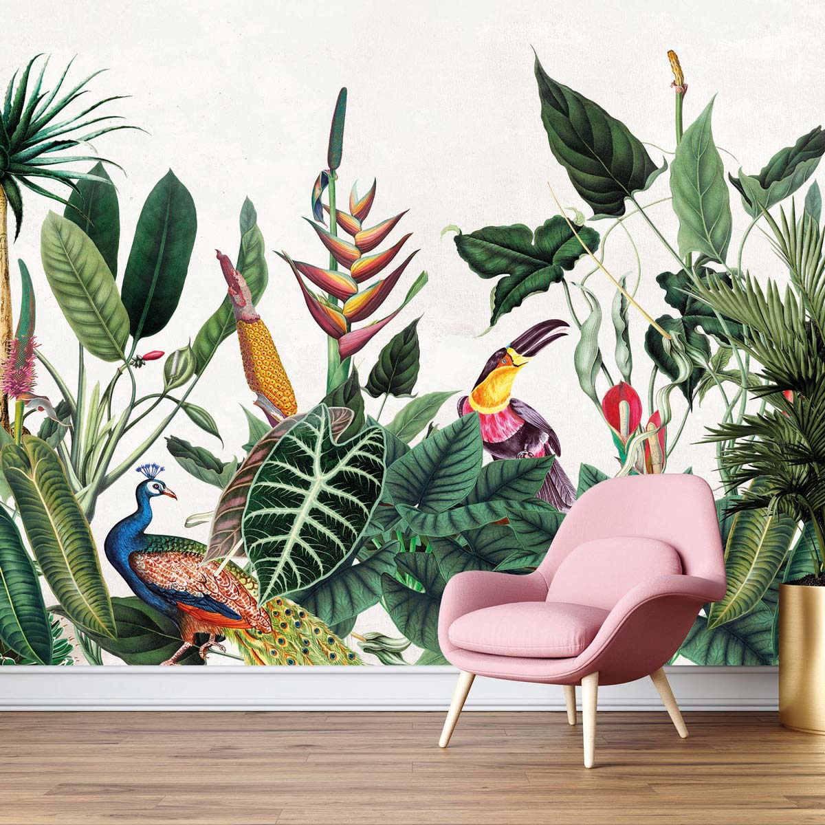 Veer Decor Born?????o Pack 1, 2 & 3 in Green Wall Mural Tropical Mural Green  Mural - 8184-BDL-AG