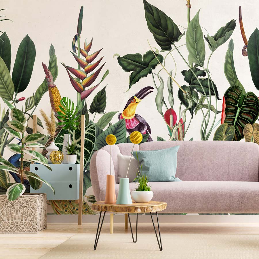 Veer Decor Born?????o Pack 1, 2 & 3 in Green Wall Mural Tropical Mural Green  Mural - 8184-BDL-AG