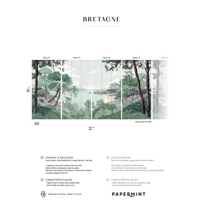 Veer Decor Bretagne Pack 1, 2, 3 & 4 in Green Wall Mural Landscape Mural Green  Mural - 8184-BDL-AI