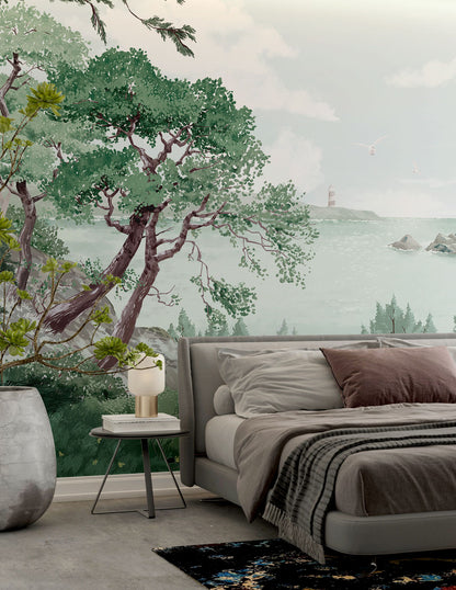 Veer Decor Bretagne Pack 1, 2, 3 & 4 in Green Wall Mural Landscape Mural Green  Mural - 8184-BDL-AI