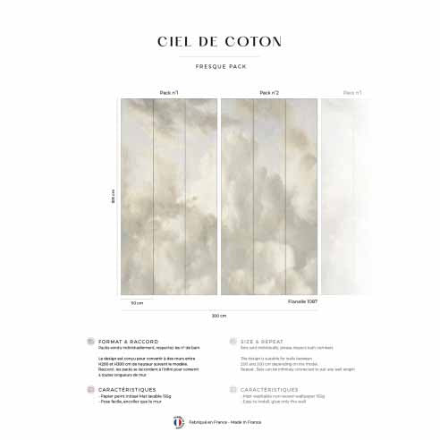 Veer Decor Cotton Sky Pack 1 & 2 in Beige Wall Mural Nature Mural Beige  Mural - 8184-BDL-AN