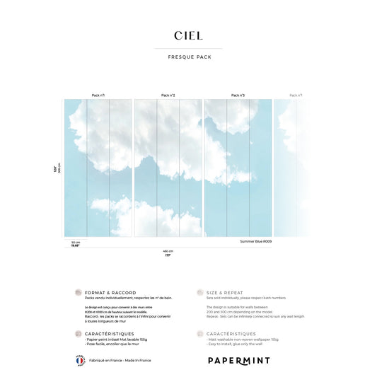 Veer Decor Summer Sky Pack 1, 2 & 3 in Blue Wall Mural Nature Mural Blue  Mural - 8184-BDL-AO